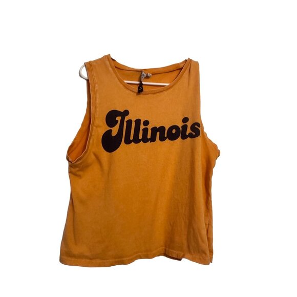 chicka-d Tops - Illinois orange and blue women's muscle tank L